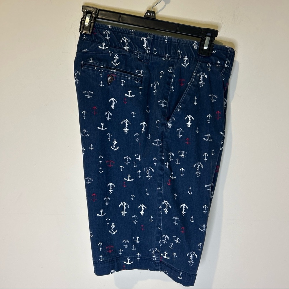 Plugg Flex Men’s 32 9.5 Navy Anchors Print Relaxed Golf Casual Athleisure Fading